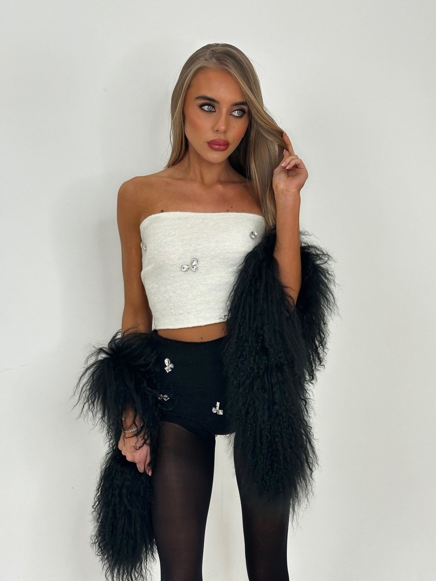 White embellished top