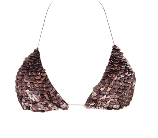 Brown Shell Bikini Top - pre order