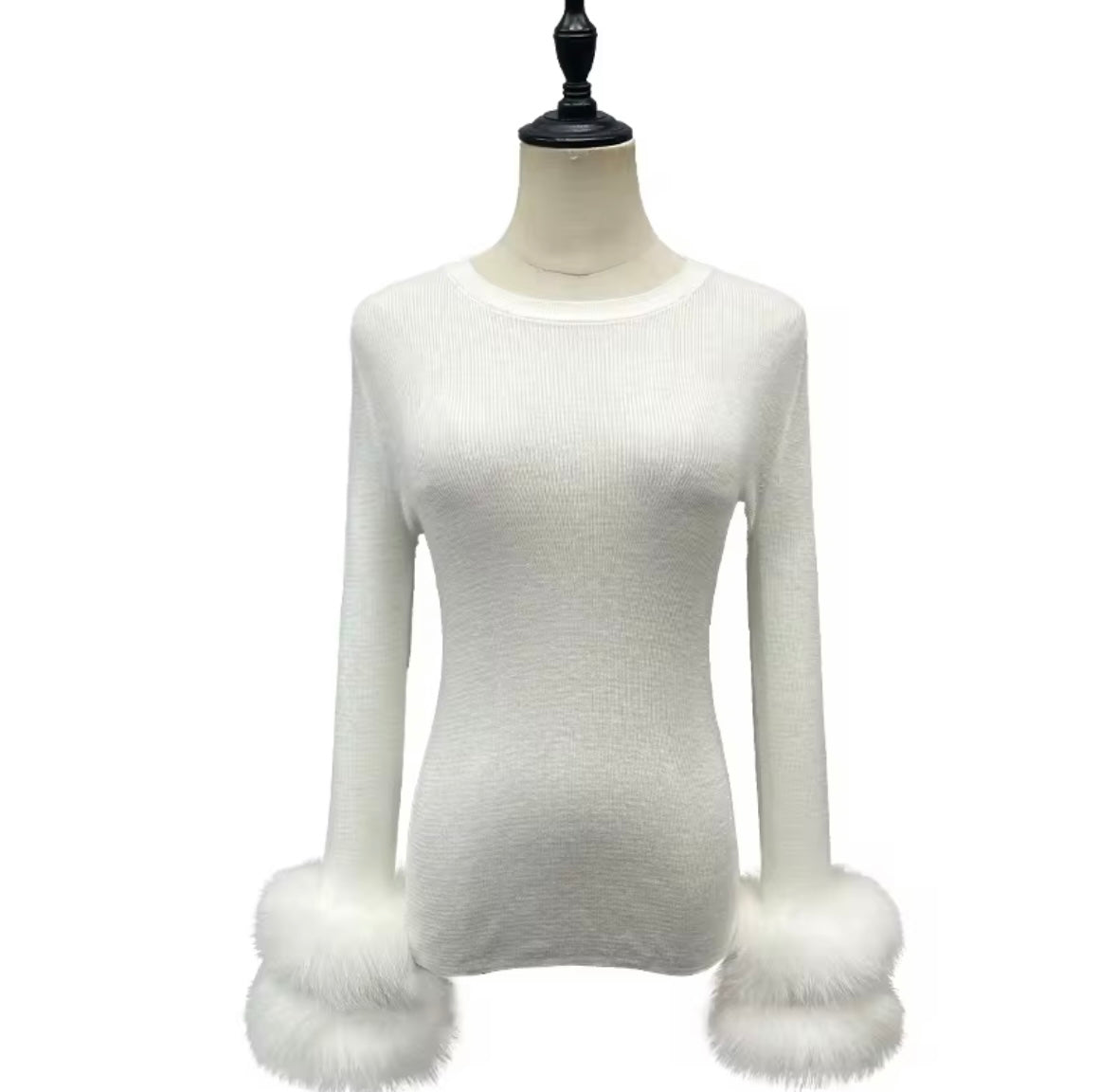SAINT White Fox fur sweater