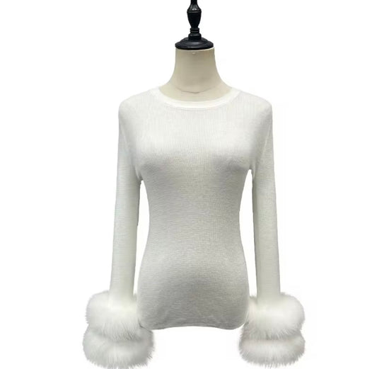 SAINT White Fox fur sweater
