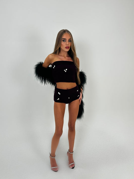 Black embellished shorts