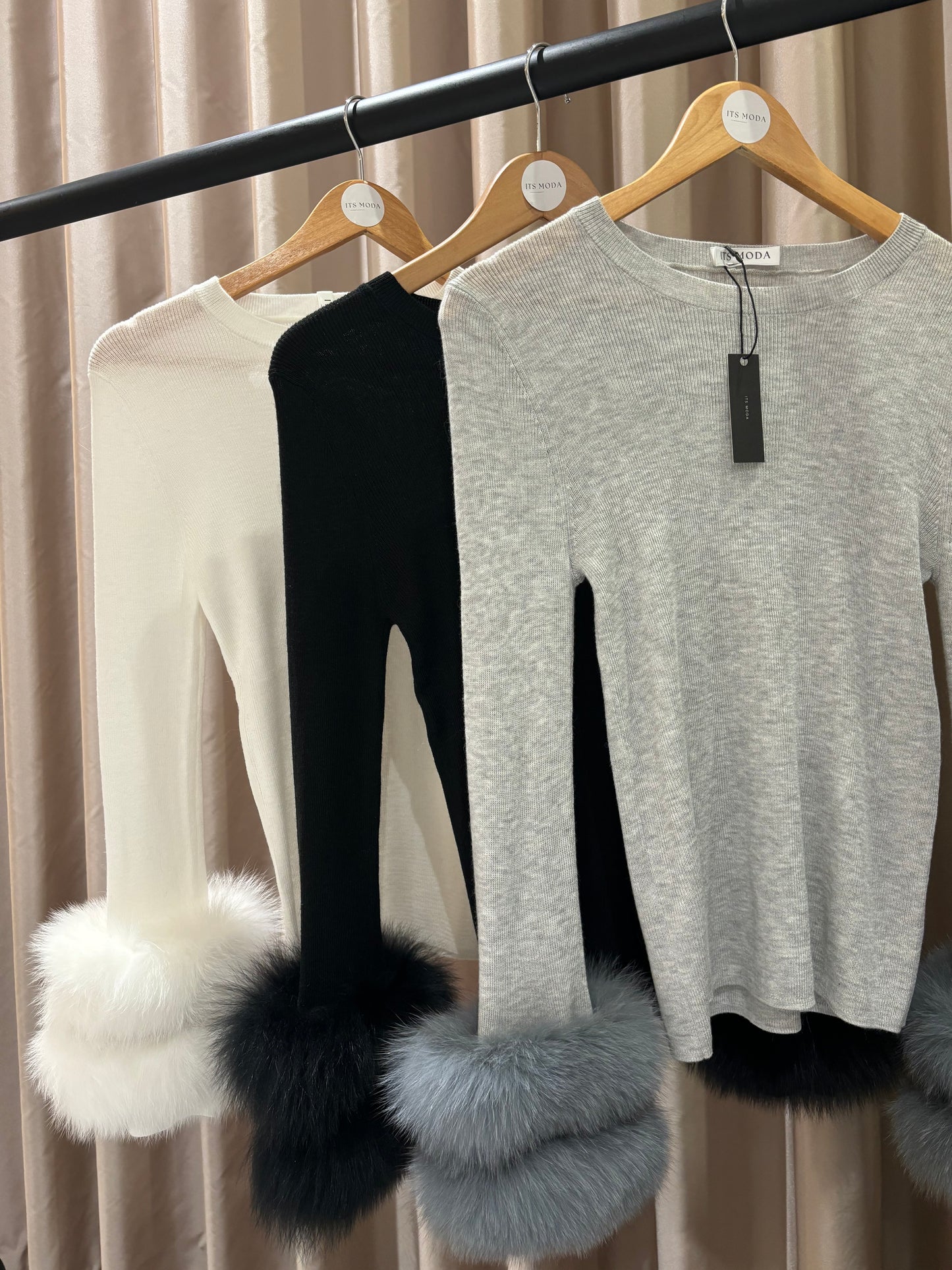 Saint - grey fox Fur Cuff Cashmere sweater