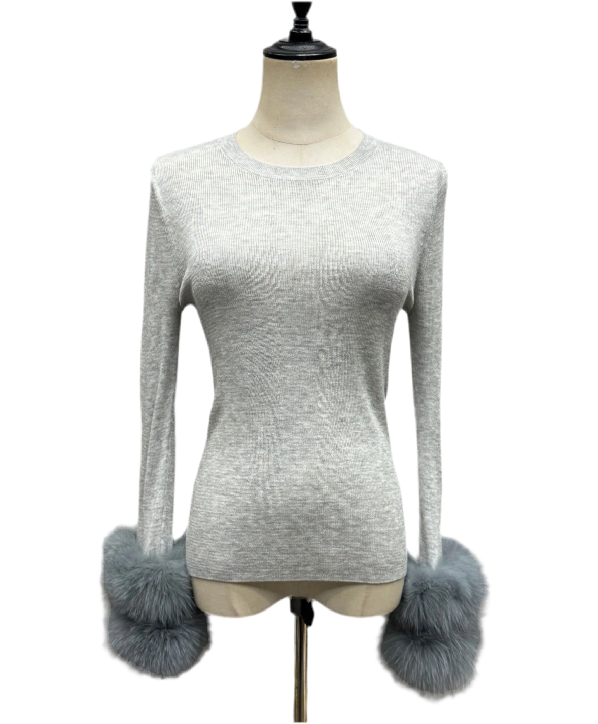 Saint - grey fox Fur Cuff Cashmere sweater